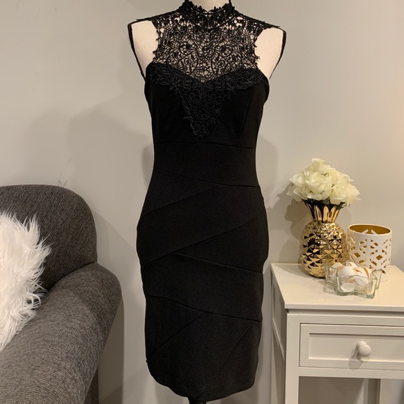 Honey and Rosie Dresses & Skirts - Honey & Rosie Black Sheath Dress Lace Yoke M